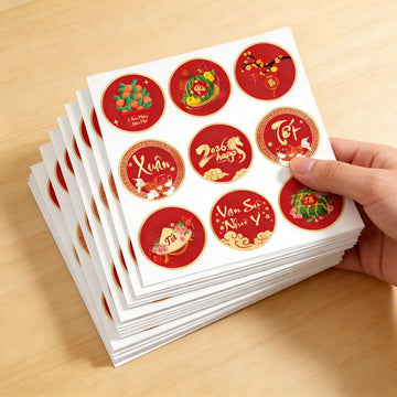 KYMY 2026 Vietnamese New Year Stickers, 180pcs T?t Vi?t NAM Spring Festival Paper Decals, Lunar New Year Zodiac Horse Round Labels for Party Favors