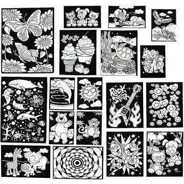 Fun Express Color Your Own Fuzzy Poster Assortment - Creative Craft Kit for Kids Ideal for Art Projects Birthday Parties Home Activities Fun