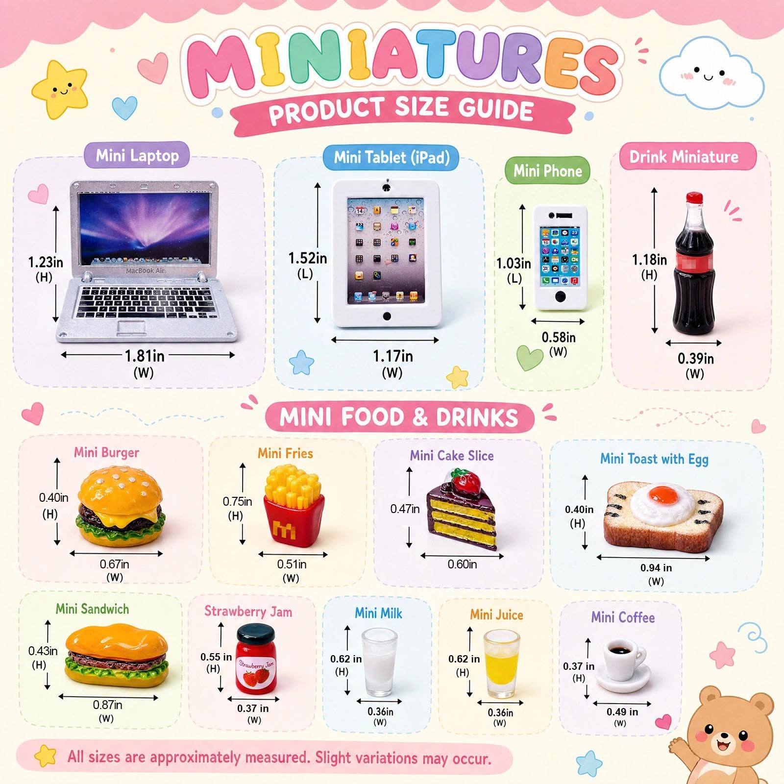 20Pcs Miniature Laptop Computer Tablet Toy Phone Pad and Hamburger Fries Cola Fast Food Cake Coffee Juice Fits Doll Accessories Scale Dollhouse