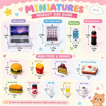 20Pcs Miniature Laptop Computer Tablet Toy Phone Pad and Hamburger Fries Cola Fast Food Cake Coffee Juice Fits Doll Accessories Scale Dollhouse