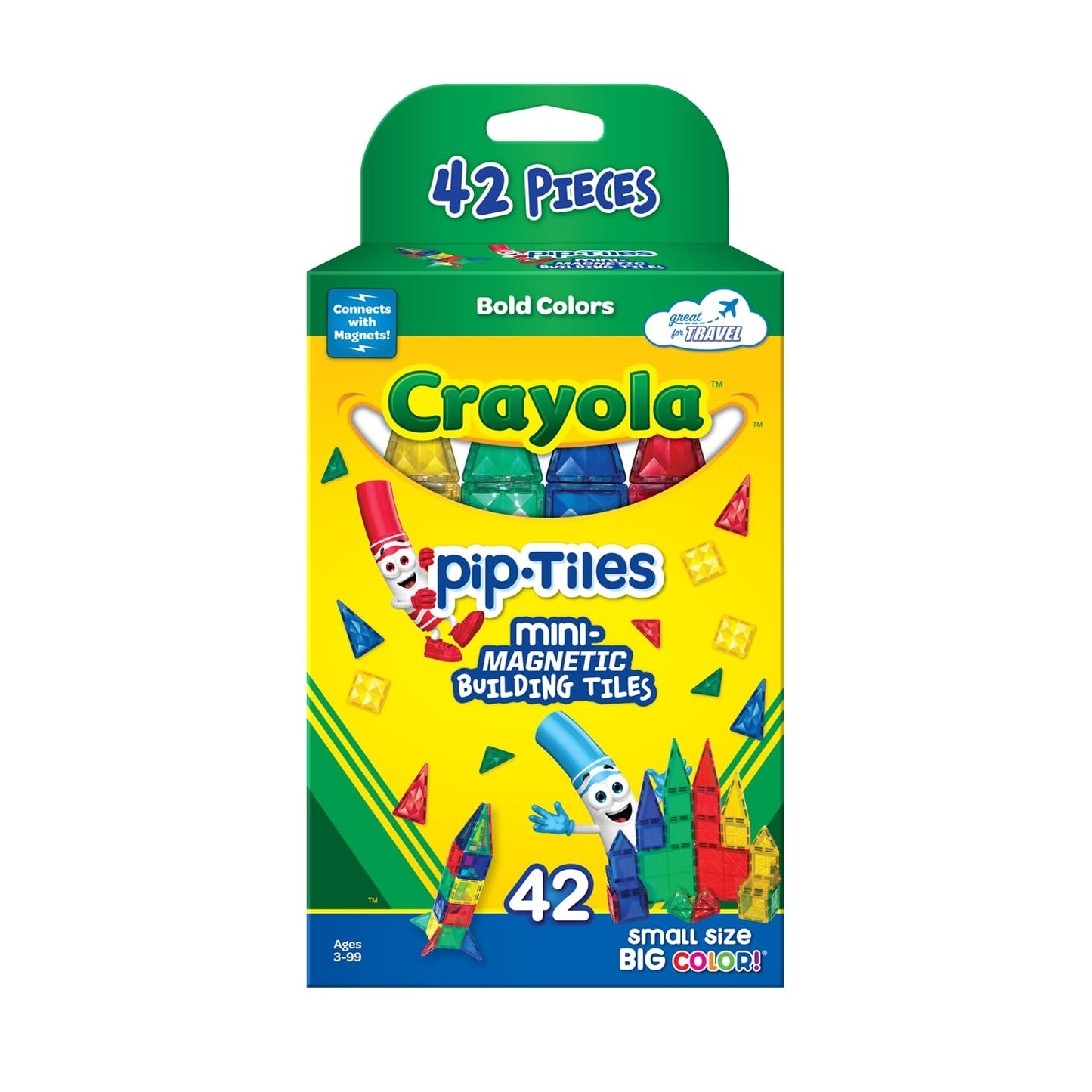 CreateOn Crayola Mini Magnetic PIP-Tiles, Building Set for Kids, Magnetic Building Toys for Kids, STEM Travel Toys for Boys and Girls Ages 3+