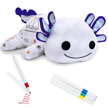 Axolotl Coloring Plush Toy - Washable Doodle Stuffed Animal for Kids