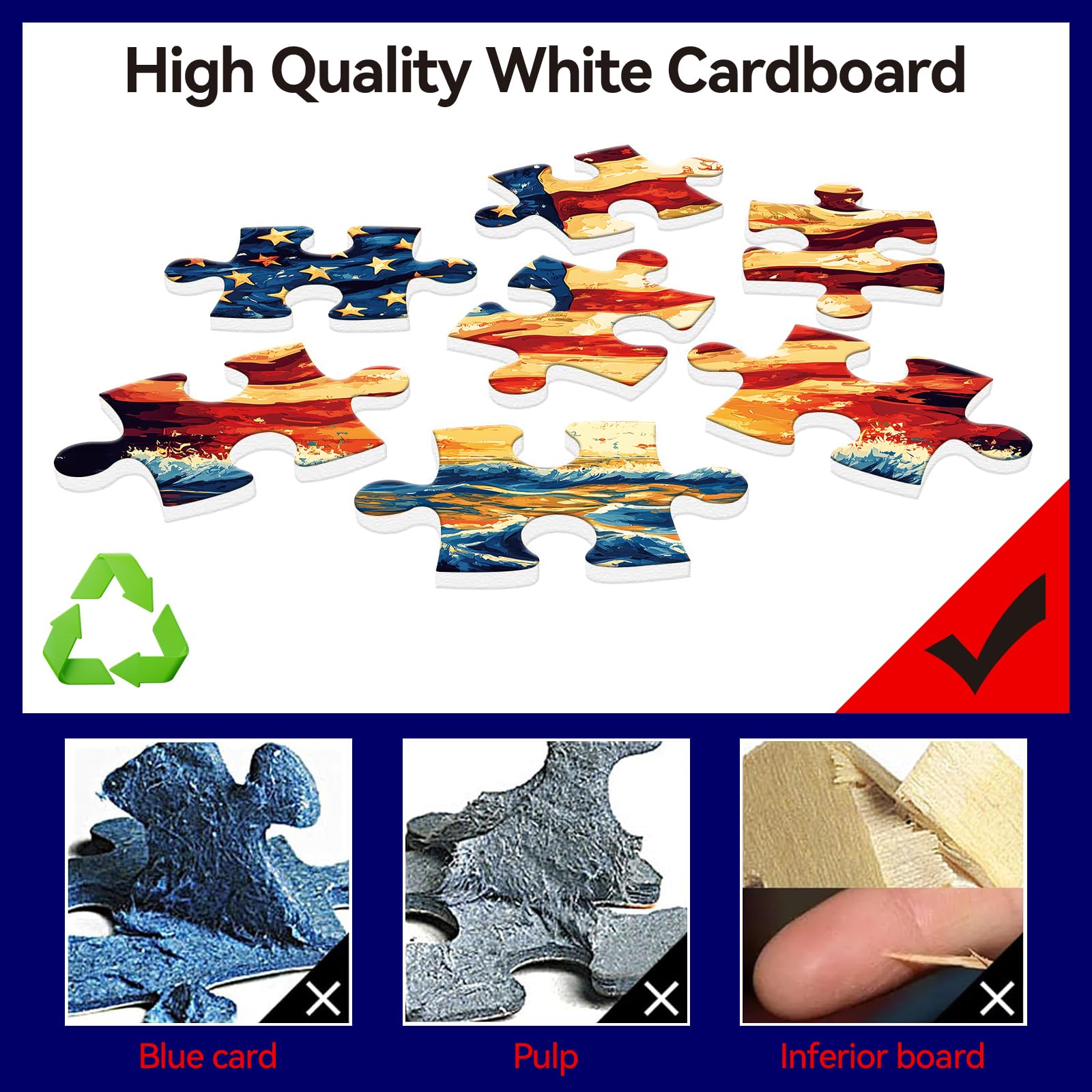 500 Piece American Flag Puzzle for Adults - Patriotic Sunset Ocean Scene | 20.5x15in White Cardboard | Fun Gift, Decor