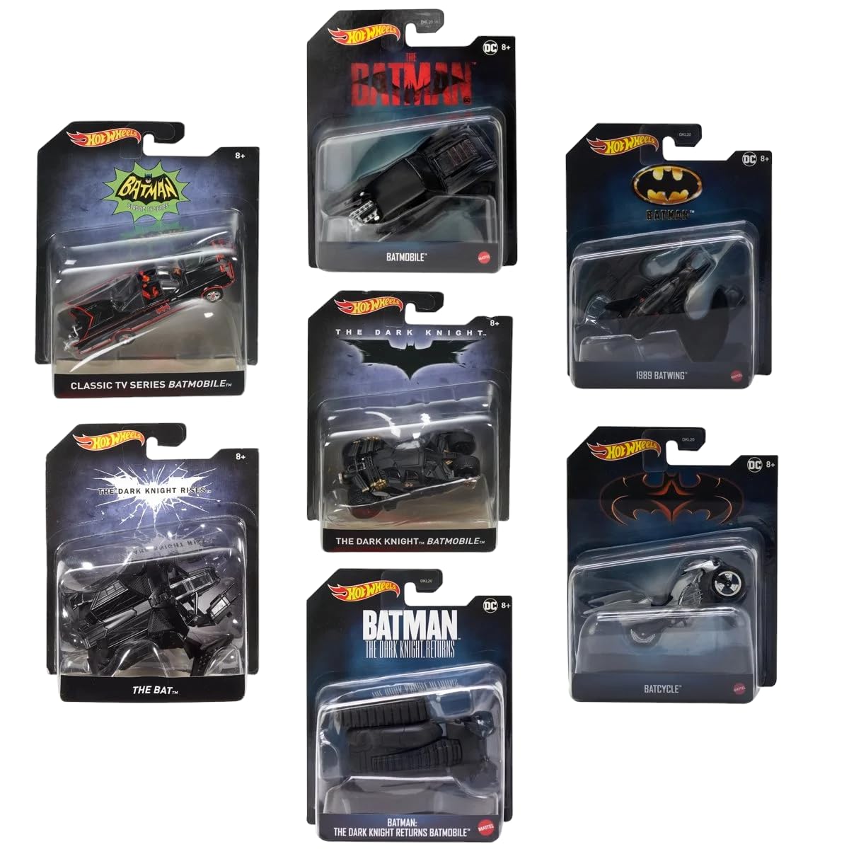 Hot Wheels Batman Die-Cast 7-Car Set - 1:50 Scale Complete Pack (DKL20?956R) | Collector Edition Featuring Iconic Batmobiles & Bat-Fleet