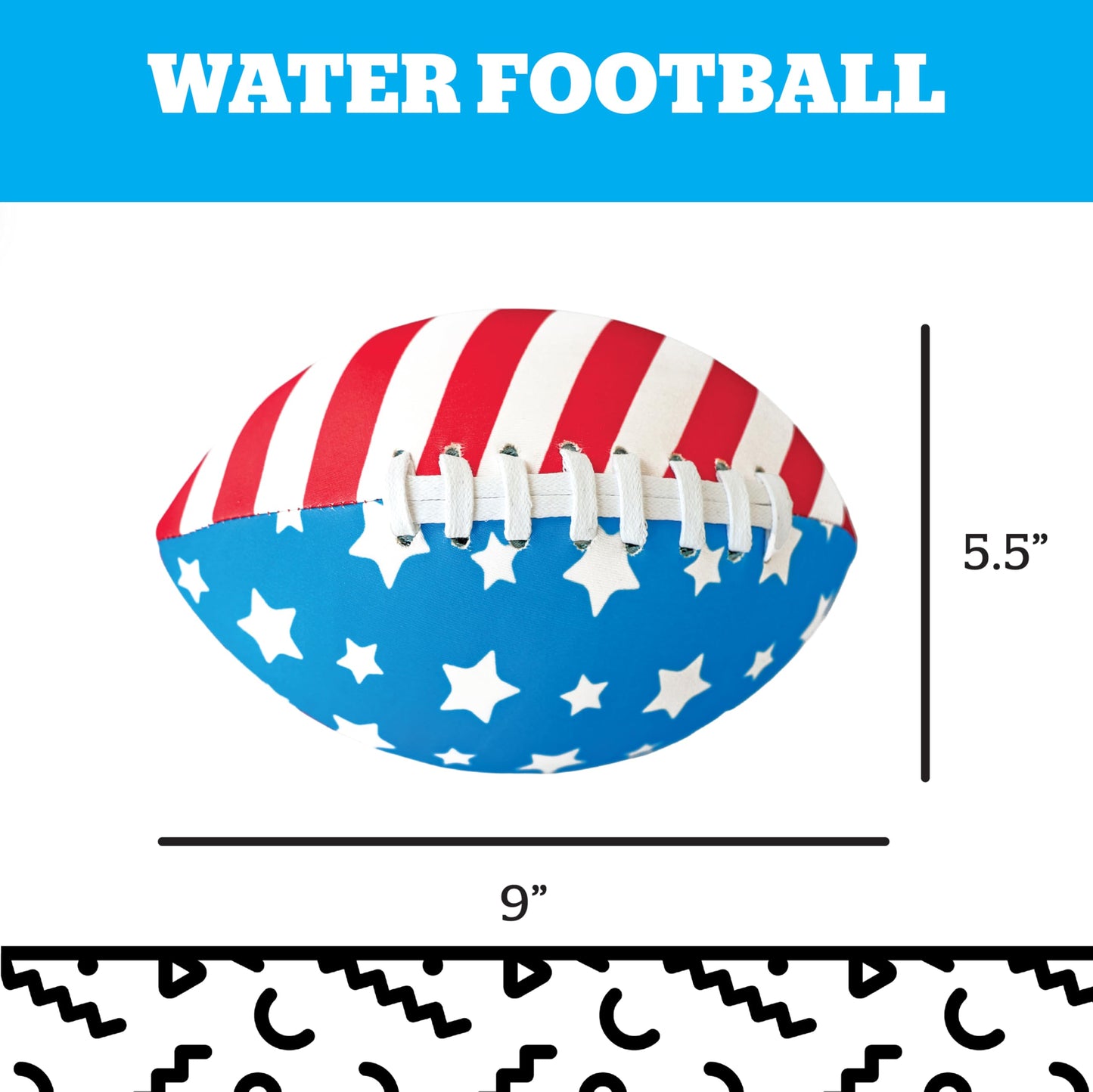 Star Spangled Splash Inflatable Water Football, Patriotic Red White Blue