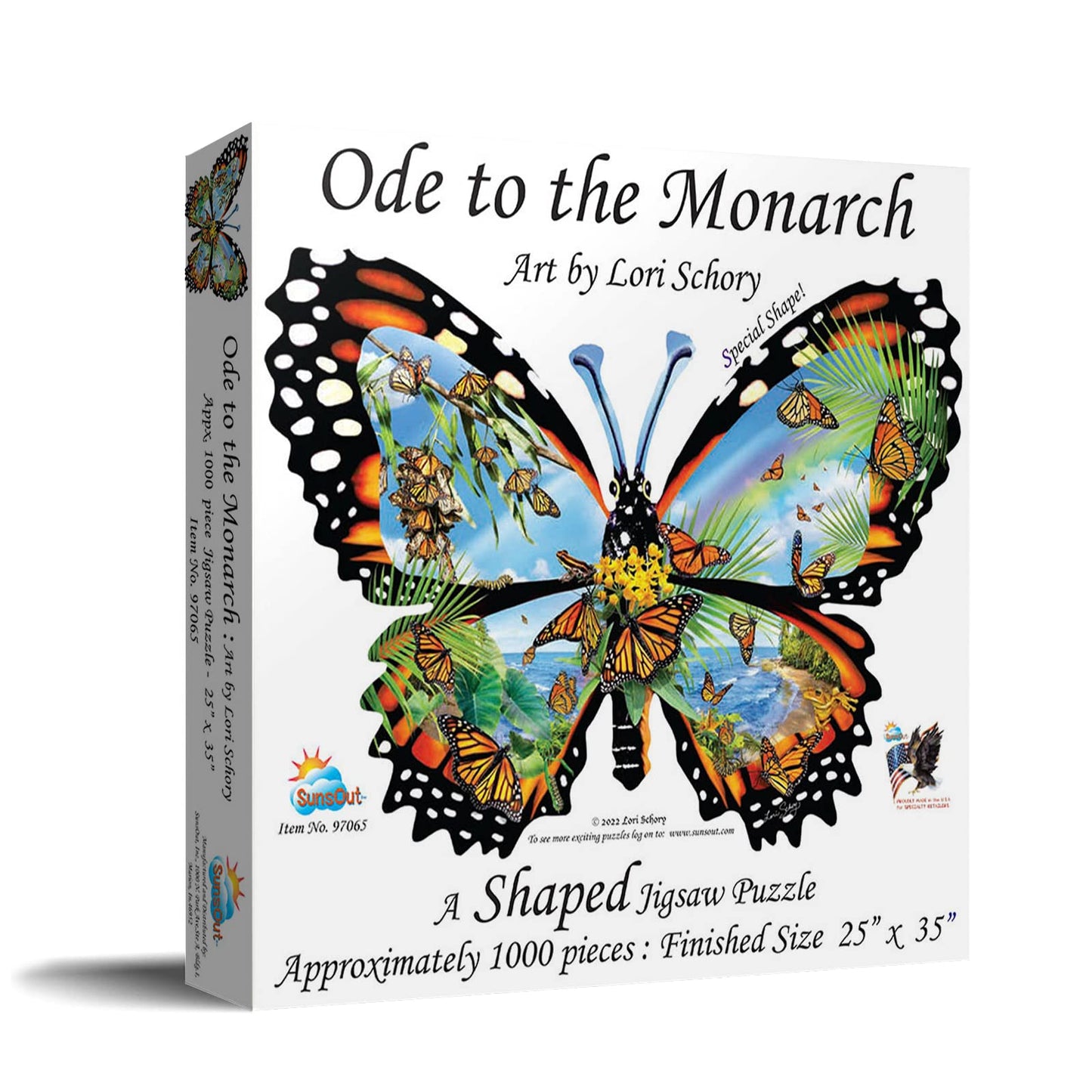 SUNSOUT INC - Ode to the Monarch - 1000 pc Special Shape Jigsaw Puzzle by Artist: Lori Schory - Finished Size 25" x 35" Animals - MPN# 97065