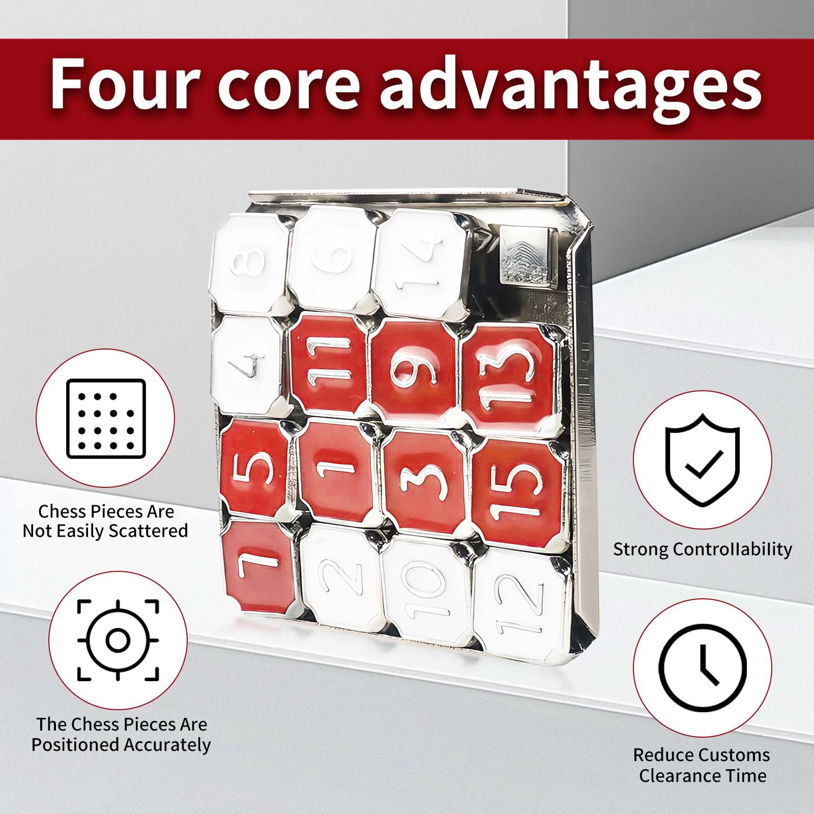 Number Puzzle, Slide Puzzle, 15 Number Puzzle Slide Game, Number Puzzle for Adult, Red and White Number Sliding Educational Learning Games, Travel