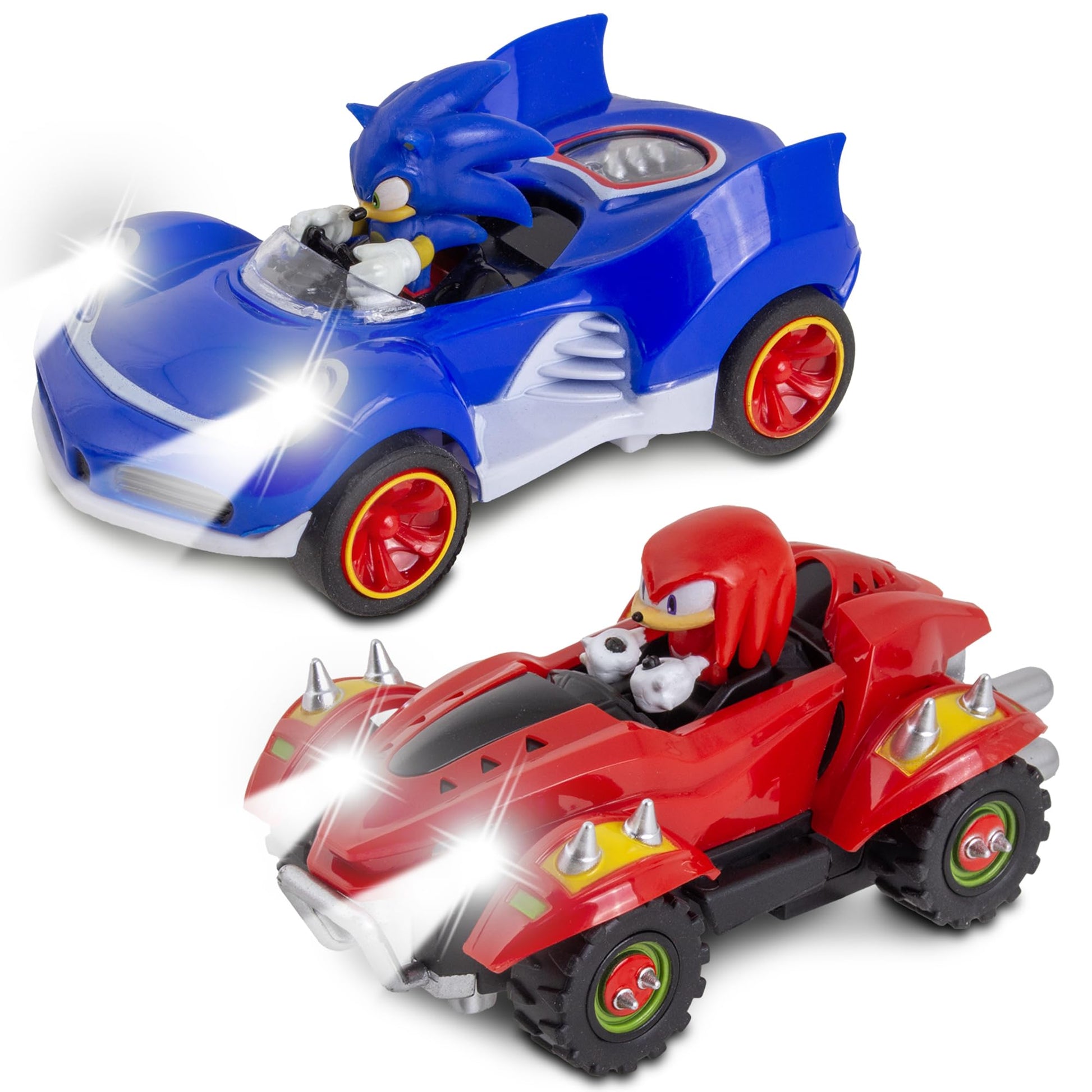 NKOK: Sonic CrossWorlds Super Race Set - Sonic & Knuckles - 2 Slot Car Character Vehicles, Figure-8 Track, Lap Counter, Controllers, Licensed, Kid 5+