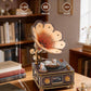 Rnfinewow 3D Puzzles for Adults, Wooden Cat Gramophone Music Box Handmade Model Kit DIY Crafts, 3D Wooden Music Box Puzzles Vintage Gramophone