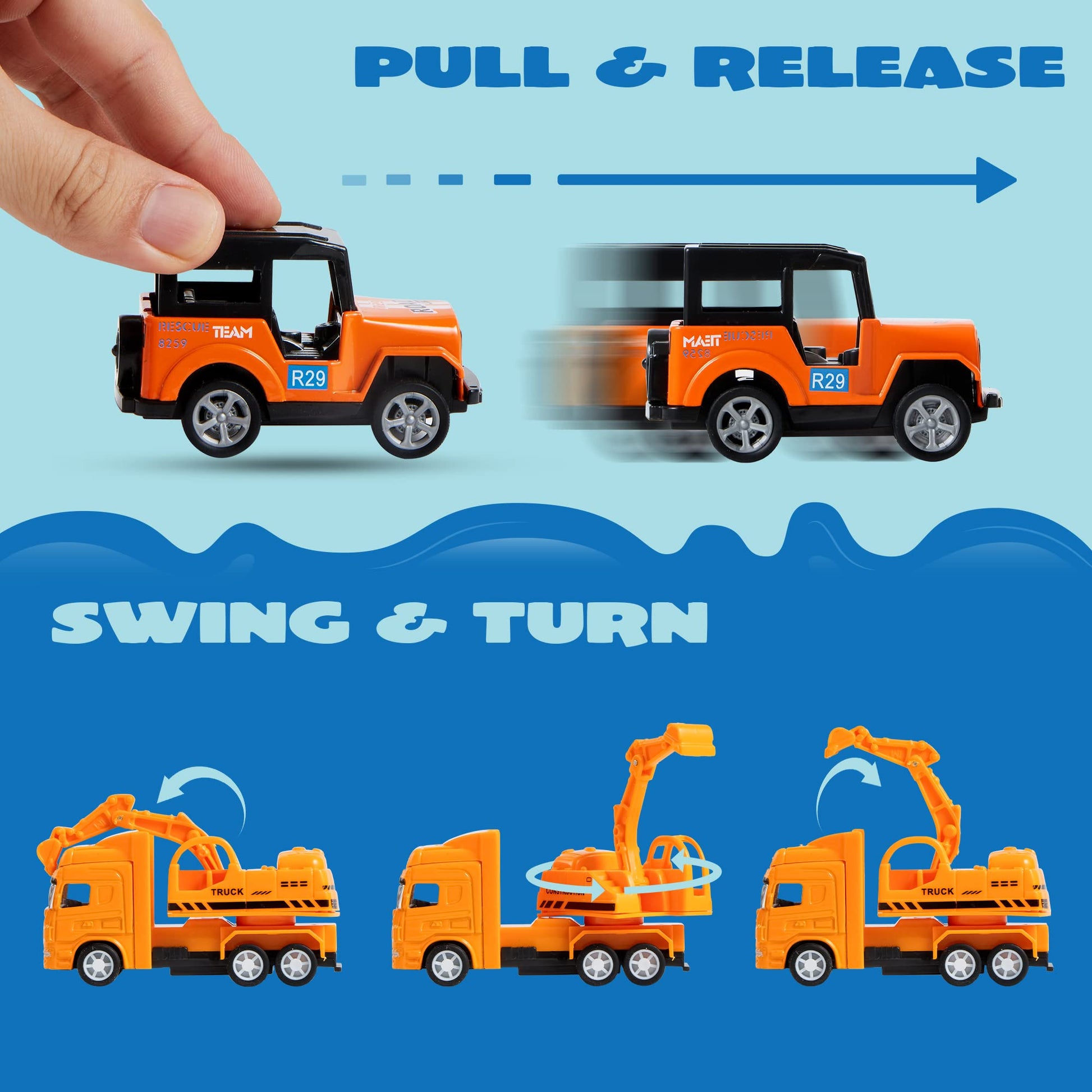 JOYIN 20PCS Die Cast Pull Back Cars, Metal Toy Cars, Car Toys Bulk, Vehicle Set for Toddlers, Kids Party Favors, Cake Toppers, Stocking Stuffers, Race