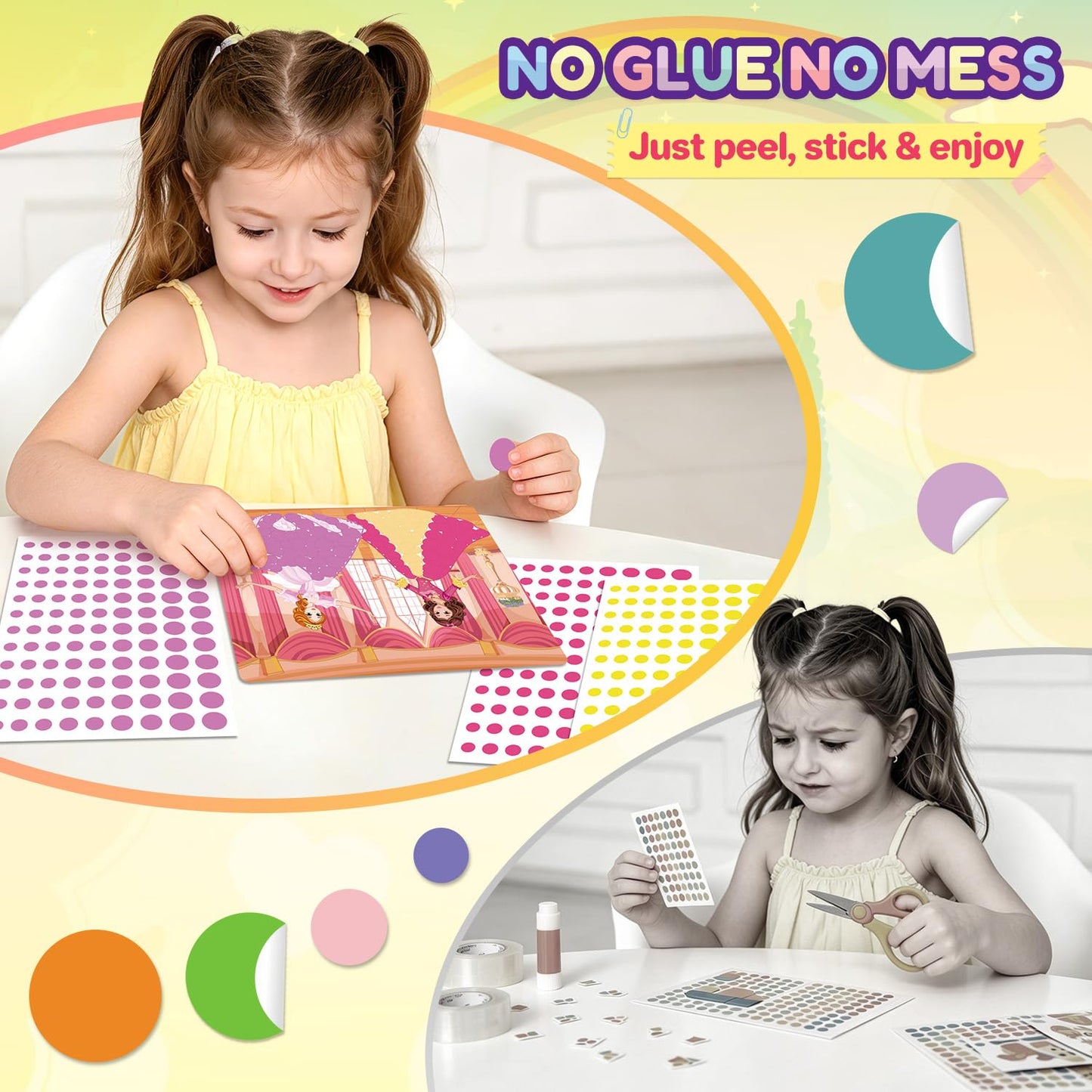 Dot Art Kit for Kids with Small Dot Decorated Cards, No Mess Sticker for Toddlers 3-6, Craft Kits, DIY Creative Activity, Travel Toy, Birthday Gifts