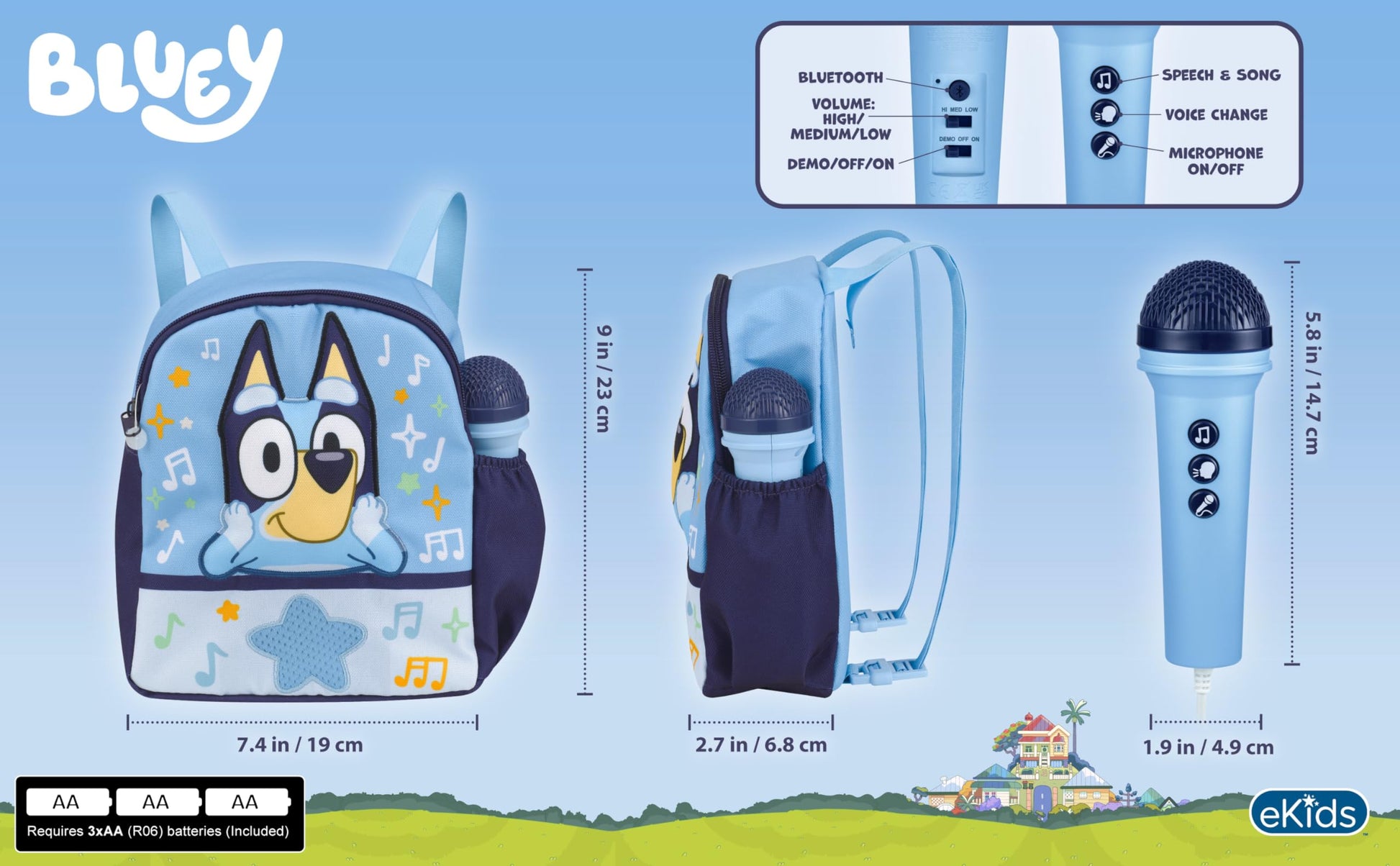 Bluey Voice Changer for Kids, Bluetooth Karaoke Boombox with Built-in Music, Designed for Fans of Bluey Toys