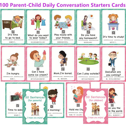 100 Parent-Child Daily Conversation Starters Cards with Picture