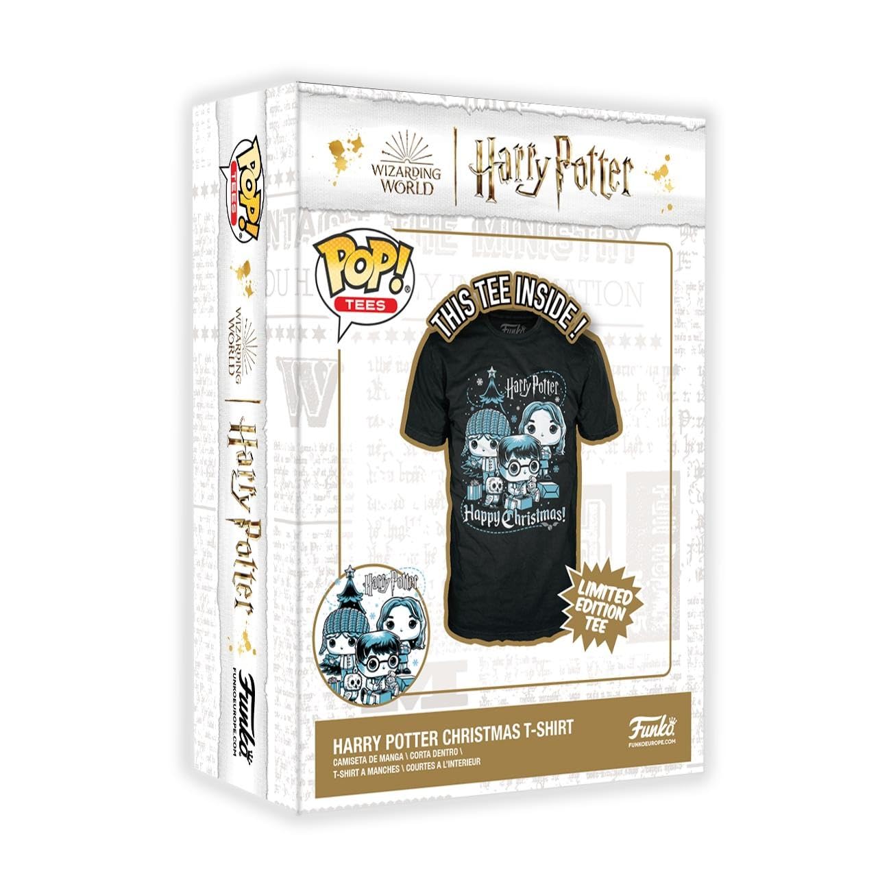 Funko Pop! Boxed Tee: Harry Potter Holiday - Ron, Hermione, Harry - L