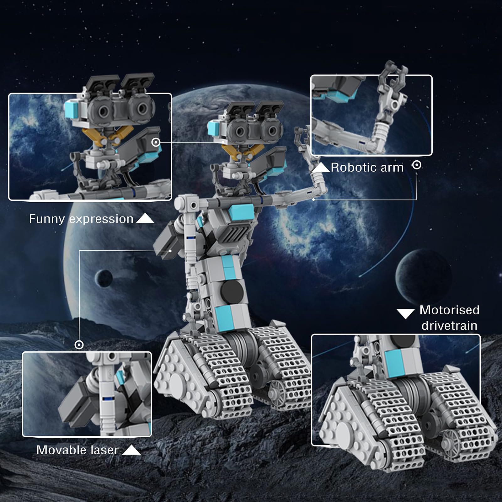 Johnny 5 Robot Building Toys,Movie Short Open Circuit Figures Robot Model Building Kit,Decoration Building Bricks Set for Adults Children(368 PCS)