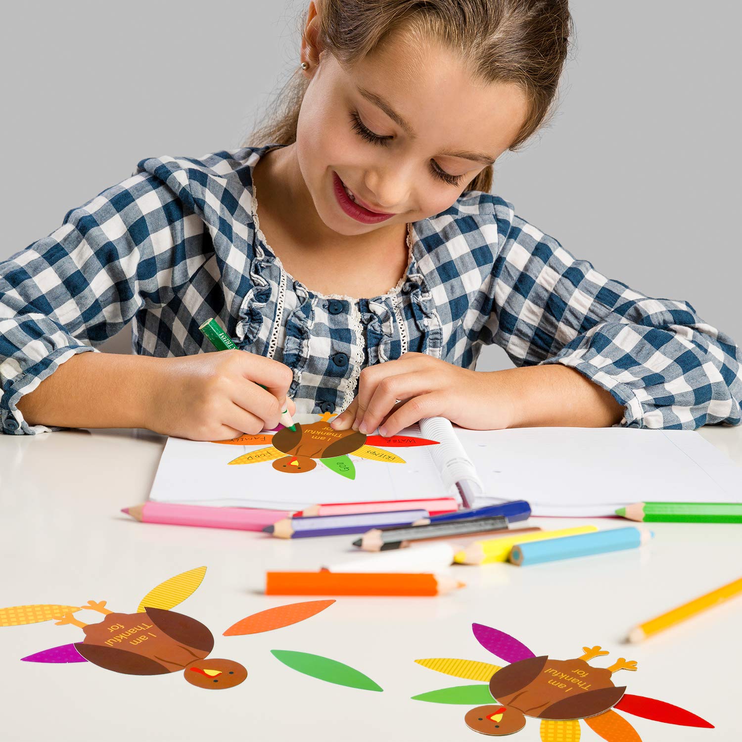 Gejoy 56 Pieces Thanksgiving Turkey Craft Kits DIY Turkey Thanksgiving Party School Activities Decoration Supplies, Makes Up to 8 Turkeys(Brown