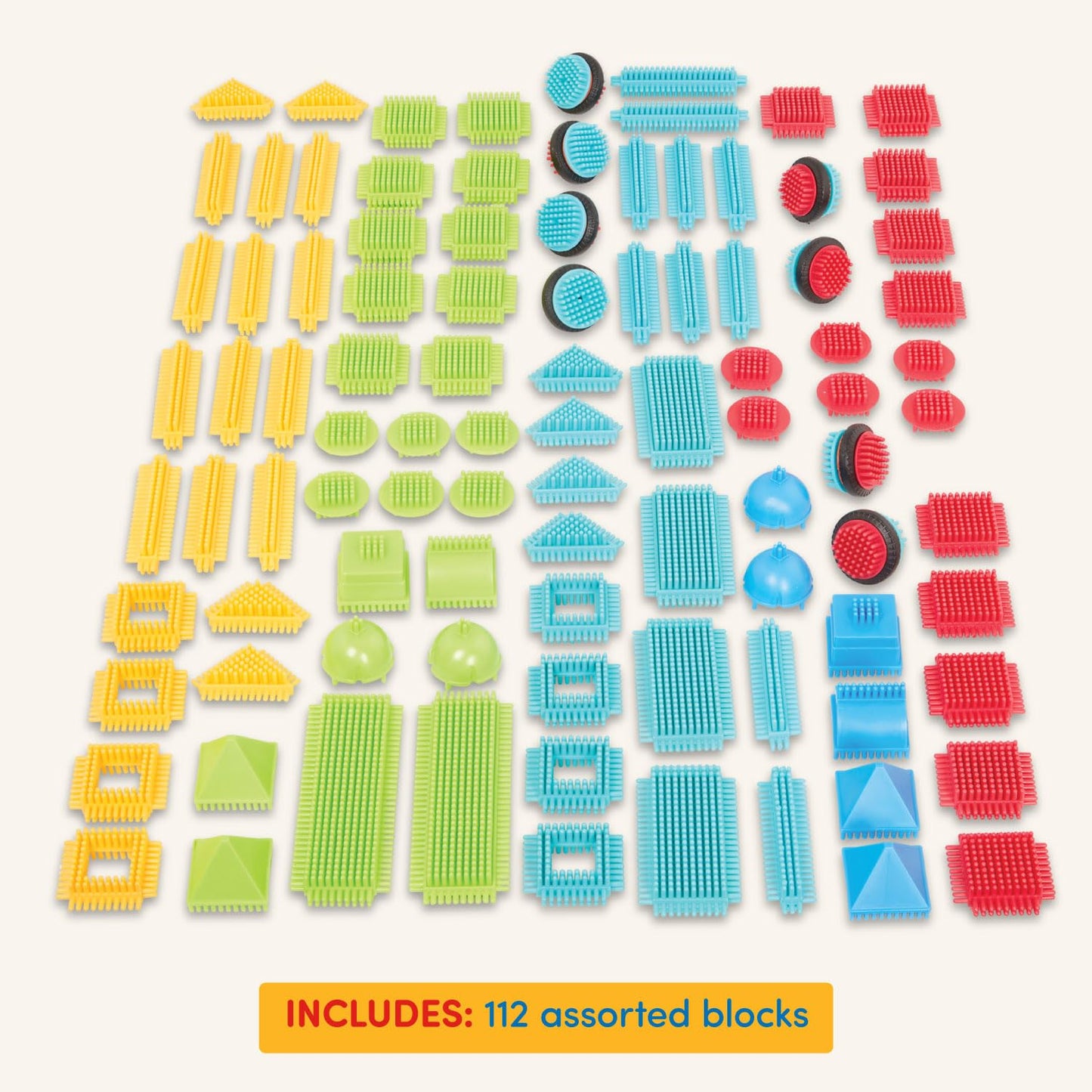 Battat - Bristle Blocks - STEM Interlocking Building Blocks - 112 Pieces Playset - Developmental Toys for Toddlers & Kid - Basic Builder Set - 2+