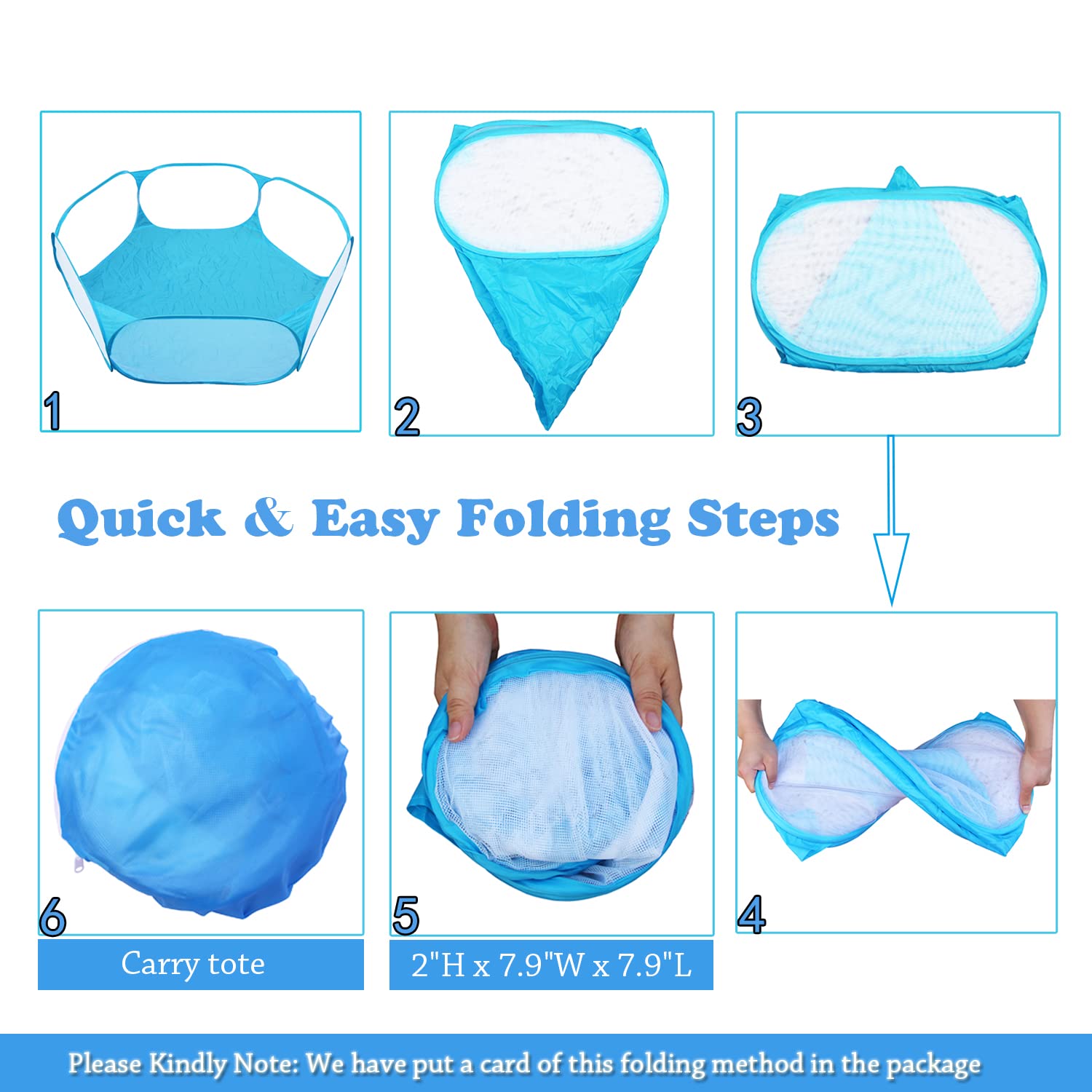 Jacone Portable Cute Blue Hexagon Children Ball Pit, Indoor and Outdoor Easy Folding Ball Play Pool Kids Toy Play Tent with Carry Tote, Balls Not