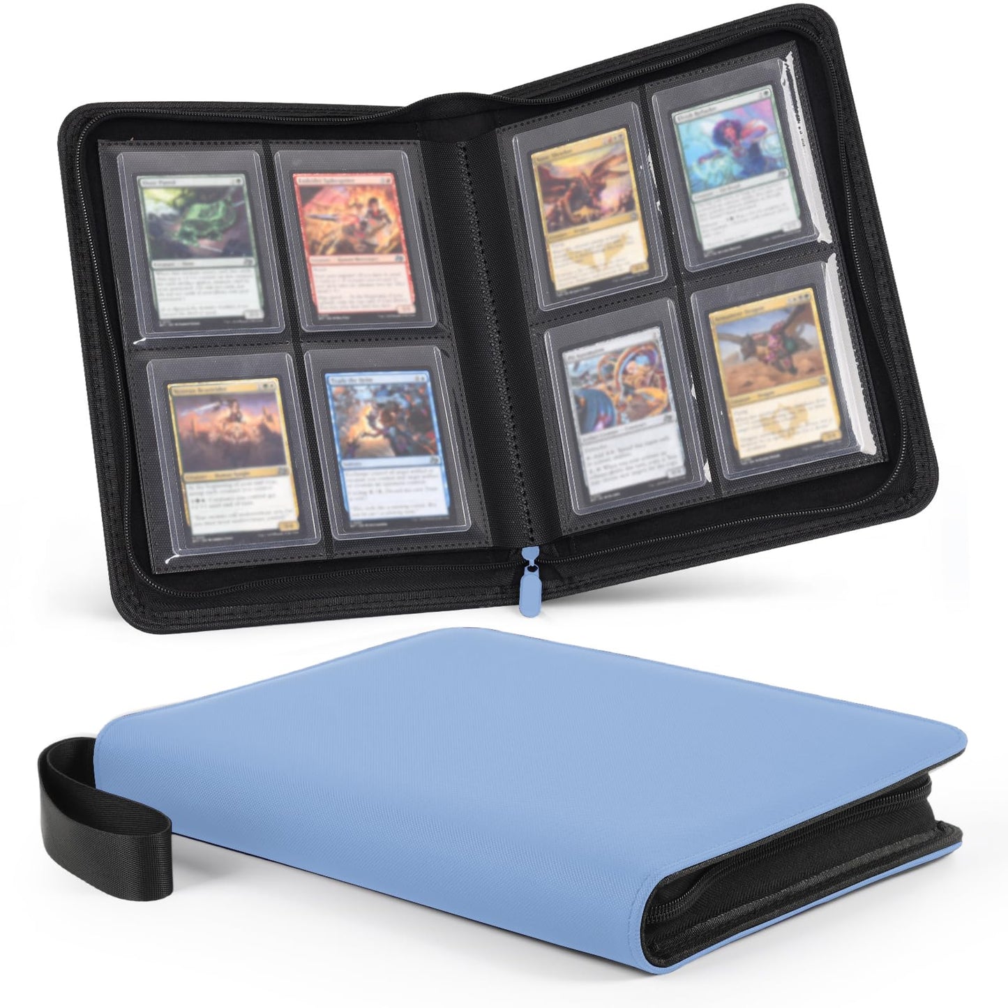 Zippered Toploader Binder,4-Pocket Card Binder for 3x4" Rigid Top Loaders, Holds 128 Toploaders,Premium Diamond PU Leather Trading Card Album for