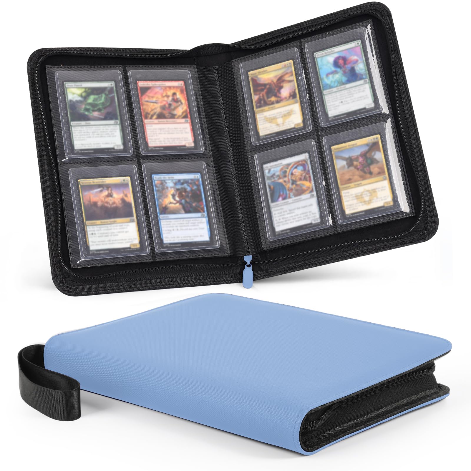 Zippered Toploader Binder,4-Pocket Card Binder for 3x4" Rigid Top Loaders, Holds 128 Toploaders,Premium Diamond PU Leather Trading Card Album for