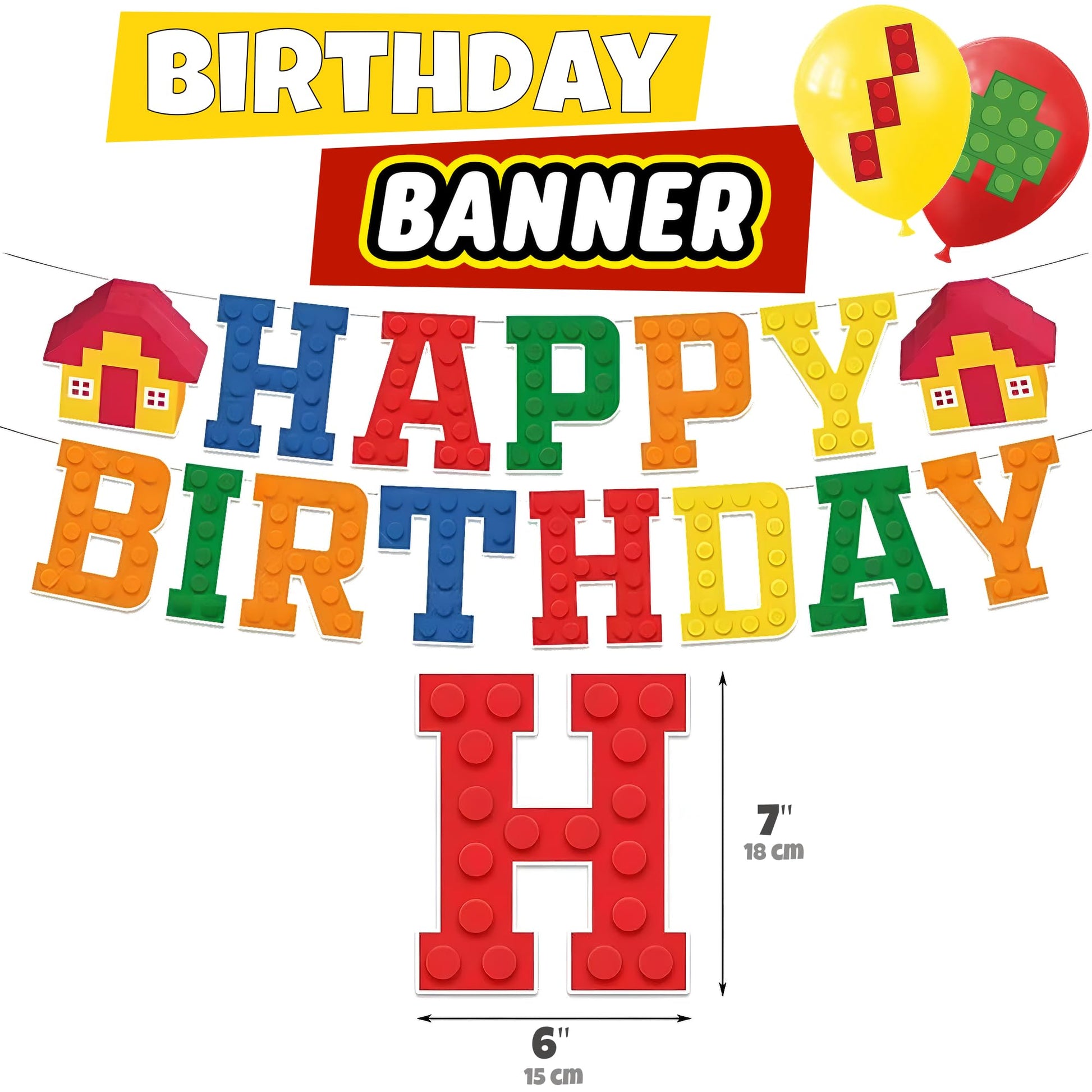 8th Birthday Decorations - Building Blocks Birthday Decorations 8 Year Old Boy - Party Kit: Number 8 Balloon, Banner, Cupcake & Cake Toppers, Balloons