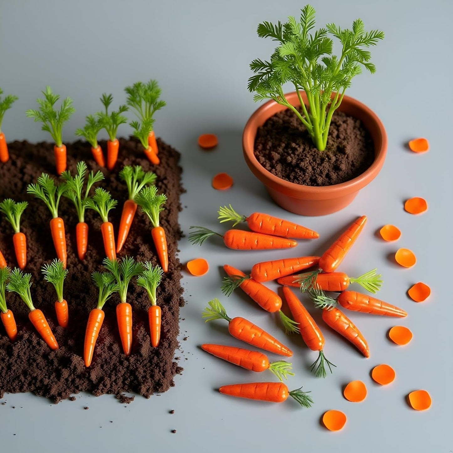 10Pcs Miniature Carrot Models, Artificial Vegetables for Mini Kitchen Decoration, Party Supplies
