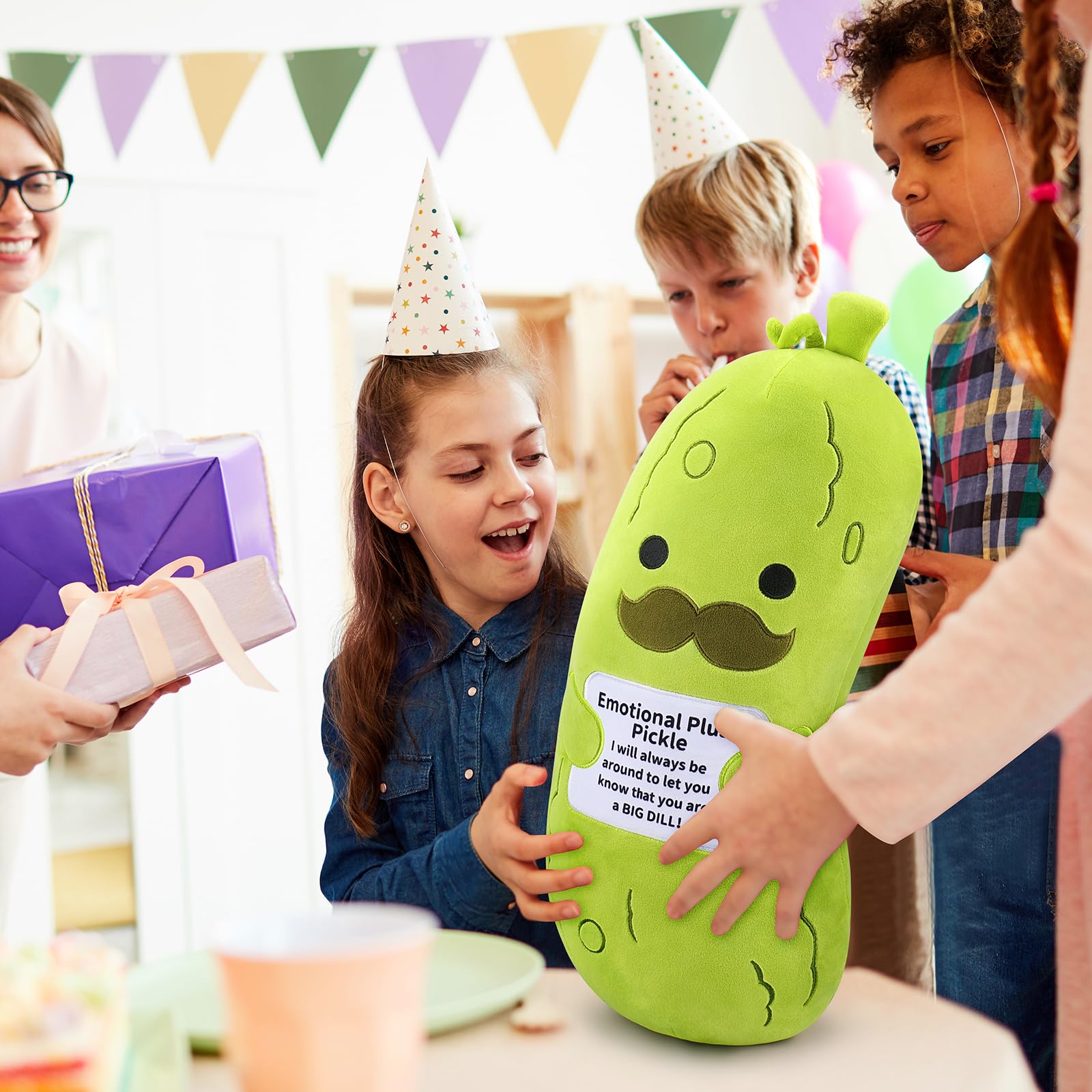 Sprinqdawin Emotional Plush Pickle-20” Pickle Stuffed Animal,Plushies Cucumber Stuffed Animal with Positive Warm Words,Kawaii Plush Toy Kids Birthday