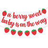 A Berry Sweet Baby Is On The Way Banner with Strawberry Garland, Berry Fruit Themed Baby Shower Gender Reveal Decorations, Summer Garland Photo Prop