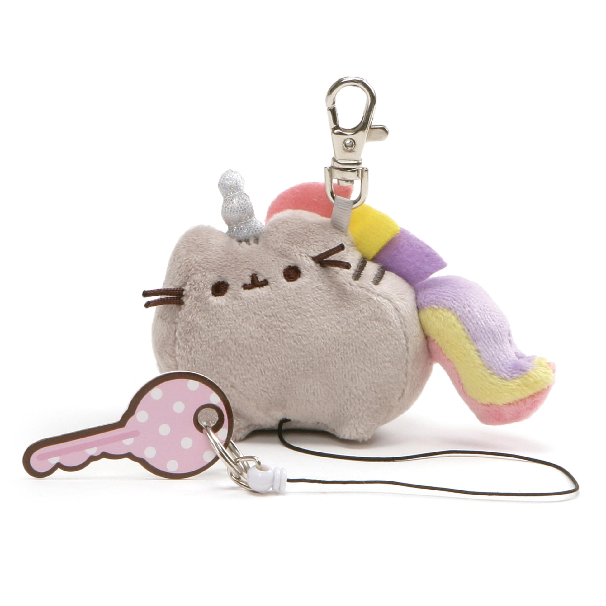 GUND Pusheen the Cat Pusheenicorn Retractable Key Holder, Unicorn Plush Keychain For Ages 8 and Up, 3”