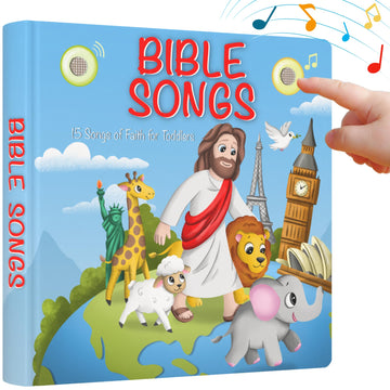 LEARNING BUGS Christian Bible Songs - 15 Songs of Faith for Little Ones, Musical Books for Toddlers, 28-Button Music Book, Musical Toys for Toddlers
