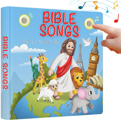 LEARNING BUGS Christian Bible Songs - 15 Songs of Faith for Little Ones, Musical Books for Toddlers, 28-Button Music Book, Musical Toys for Toddlers