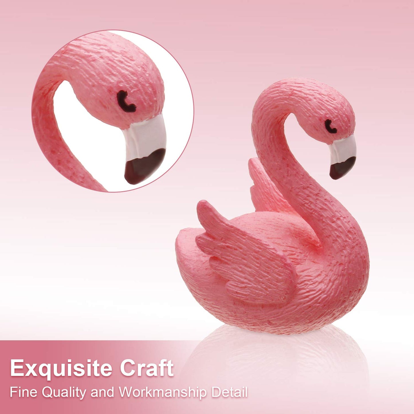 Boao 16 Pieces Mini Pink Flamingo Figurines 2 Styles Flamingo Cake Topper Decor Miniature Dollhouse Accessories Garden Miniature Moss Landscape DIY