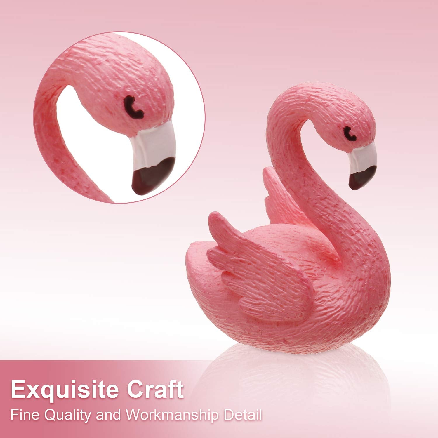 Boao 16 Pieces Mini Pink Flamingo Figurines 2 Styles Flamingo Cake Topper Decor Miniature Dollhouse Accessories Garden Miniature Moss Landscape DIY