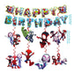For Spide Happy Birthday Banner, Party Decoration With 8 Vortex Decorative Pendants