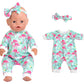 Sweet Dolly 5 Sets Baby Doll Accessories and Clothes - Headbands, Pajamas for 15-18 Inch Dolls, 10 PCs Total