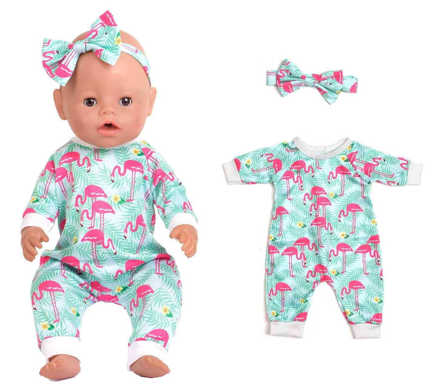 Sweet Dolly 5 Sets Baby Doll Accessories and Clothes - Headbands, Pajamas for 15-18 Inch Dolls, 10 PCs Total