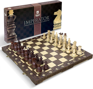 Shop Square Wegiel Imperator 21-Inch Luxury Wooden Chess Set for Adults and Kids - Handcrafted from Premium Beech and Birch Wood - Unique Folding