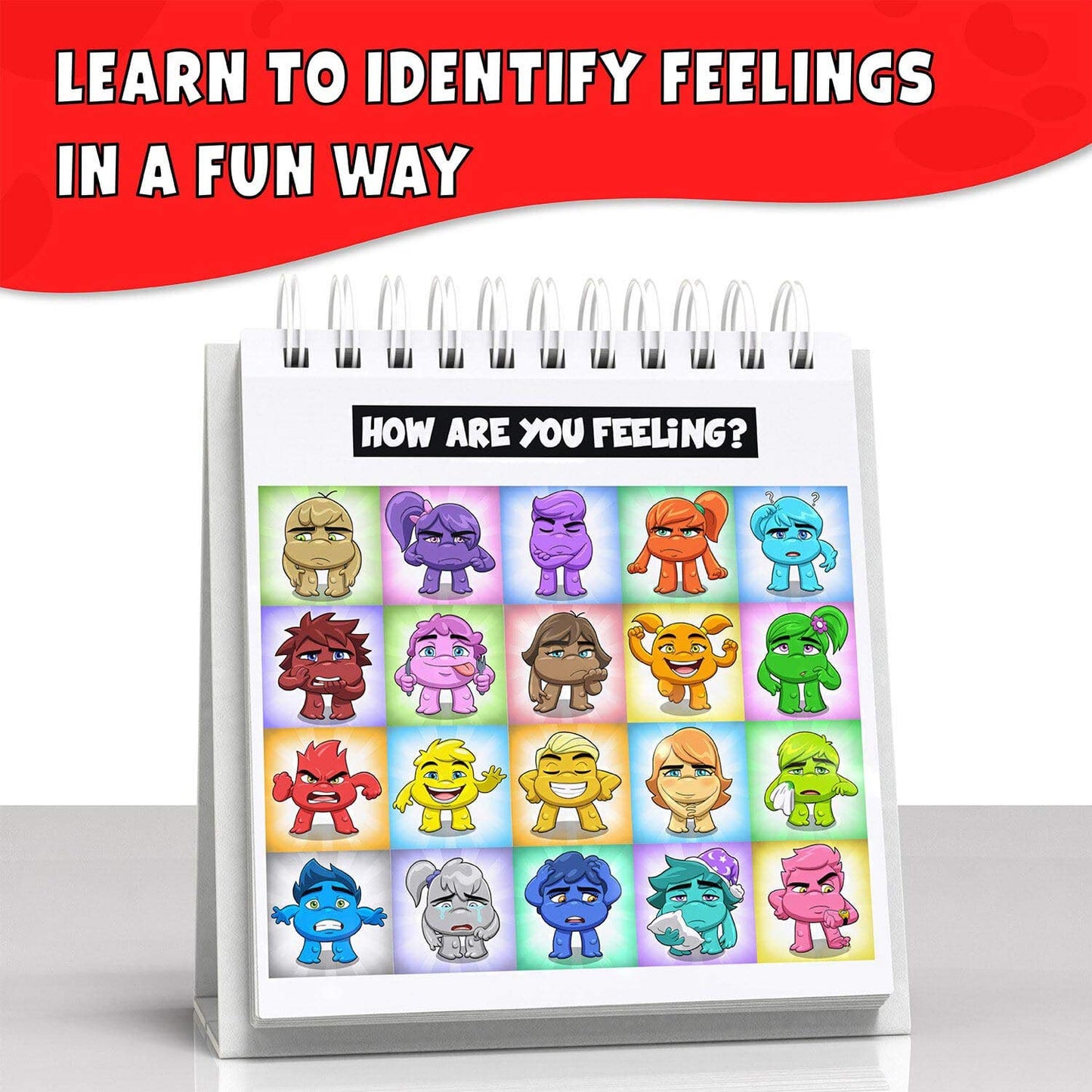 Feelings Flipbook for Kids by Professional Therapists - Learn to Identify 20 Different Emotions - Moods Coping Skills and Anger Control - For Children