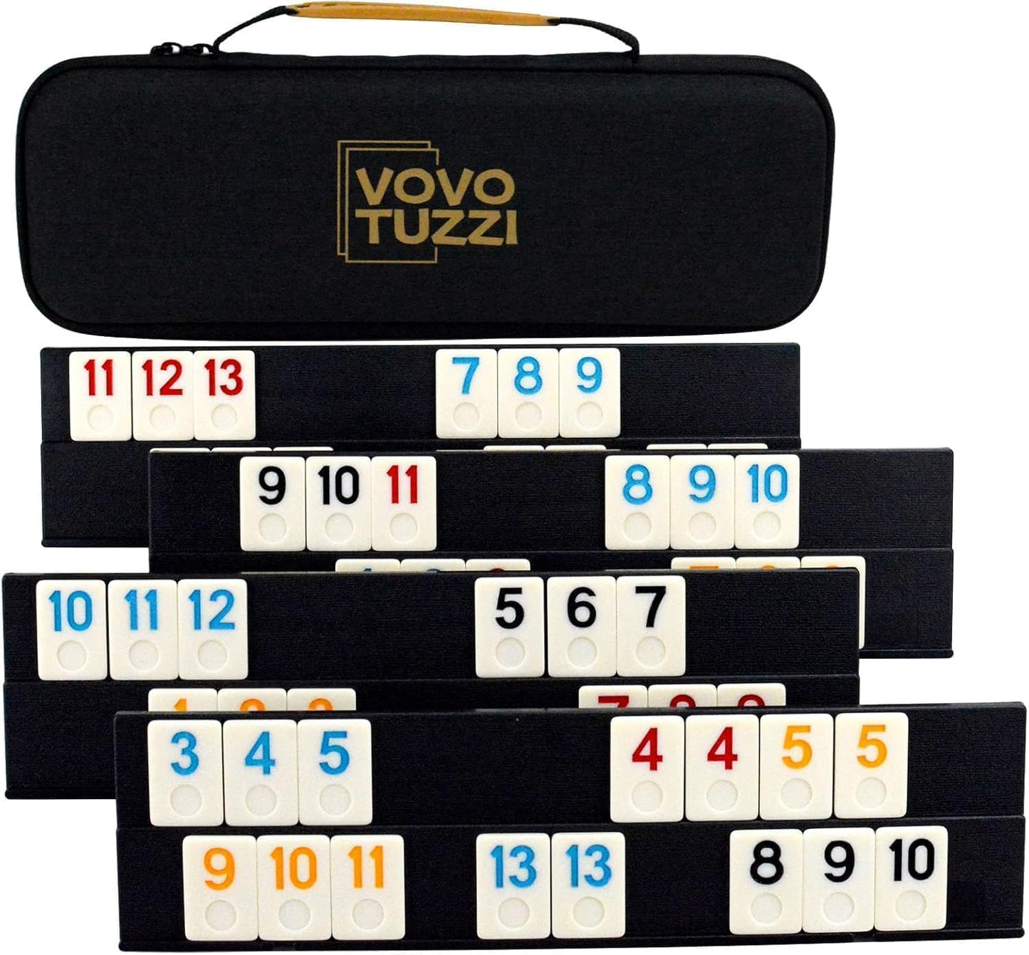 Rummy Cube Game Original, Rummy Tiles Game Set, with 4 Racks/Trays& 106 Rummy Tiles, in One EVA Case, Travel & Family Board Game for Adults and Kids