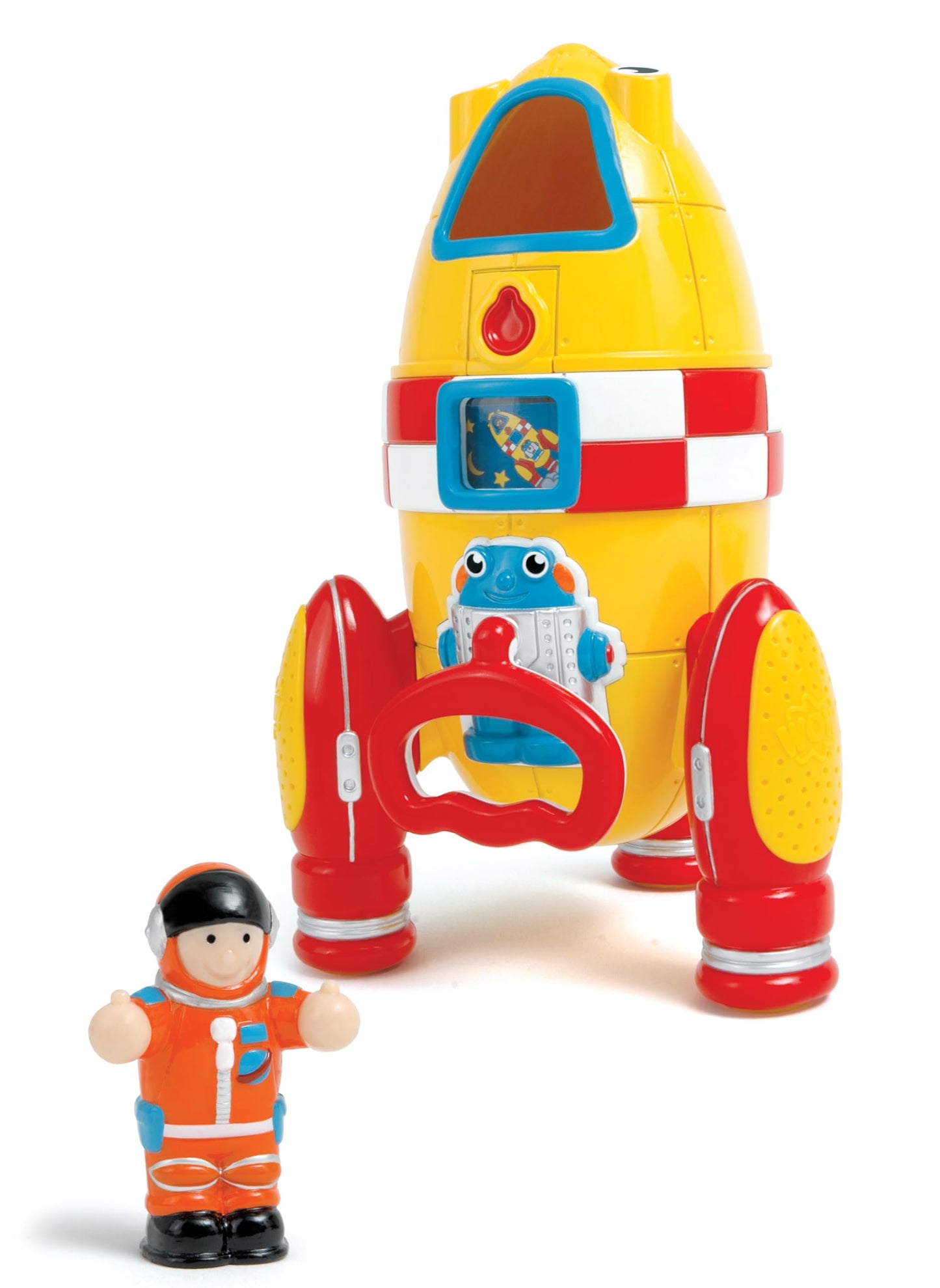 WOW Toys Ronnie the Rocket - Friction Powered Space Rocket with Astronaut & Countdown Sounds | No Batteries, Durable Toddler Toy for Ages 1-5