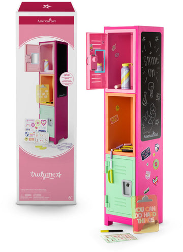 American Girl Truly Me 18-inch Doll Colorful Cubbies Locker Playset with Fold-out Hook and Real Chalkboard, For Ages 6+
