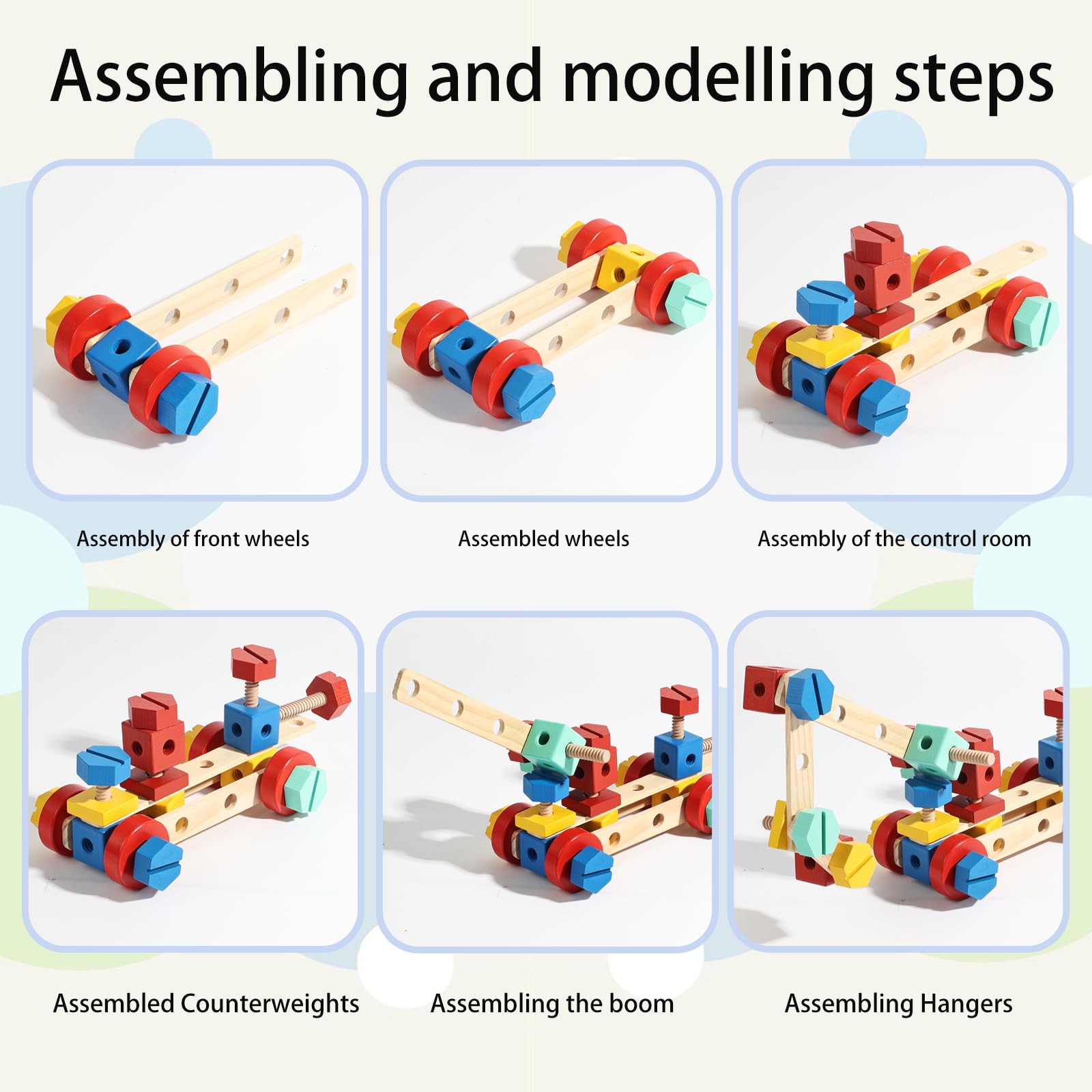 LOVELAND Wooden Nut & Bolt Building Toy for Kids Montessori STEM Construction Set with Tools, Educational Building Blocks for Toddlers Ages 3+ (Boys