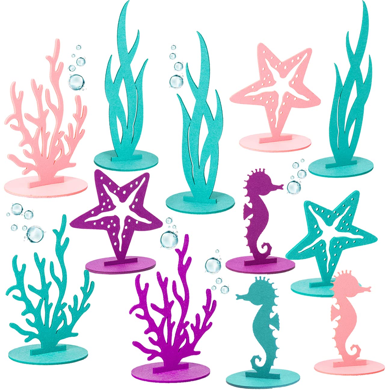 DECHISY 24 Pcs Mermaid Birthday Table Decorations Felt Table Centerpiece
