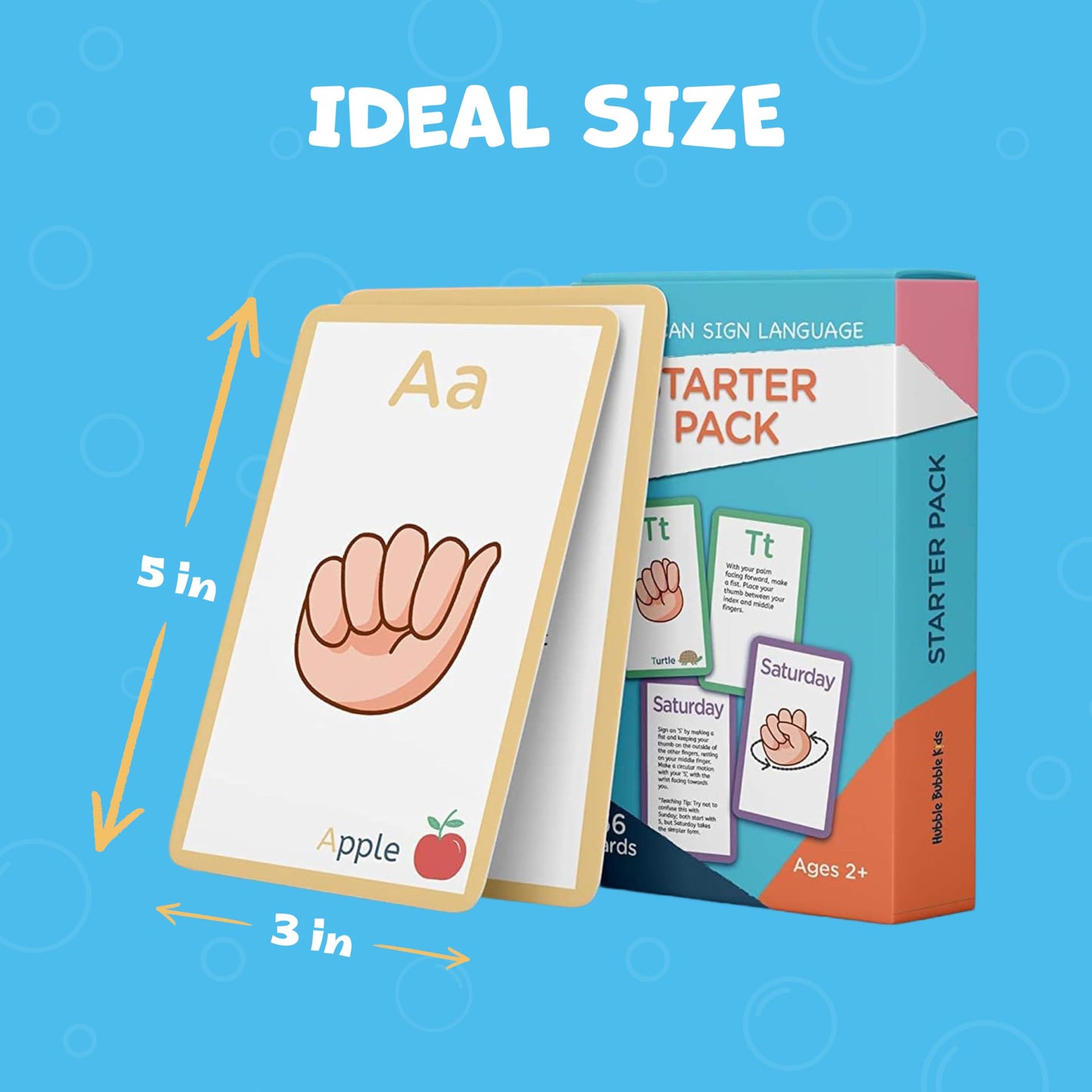 Hubble Bubble Kids American Sign Language Cards for Toddlers and Beginners - 180 ASL Flash Cards for Babies, Toddlers, Kids, ABC Flash Card for Deaf