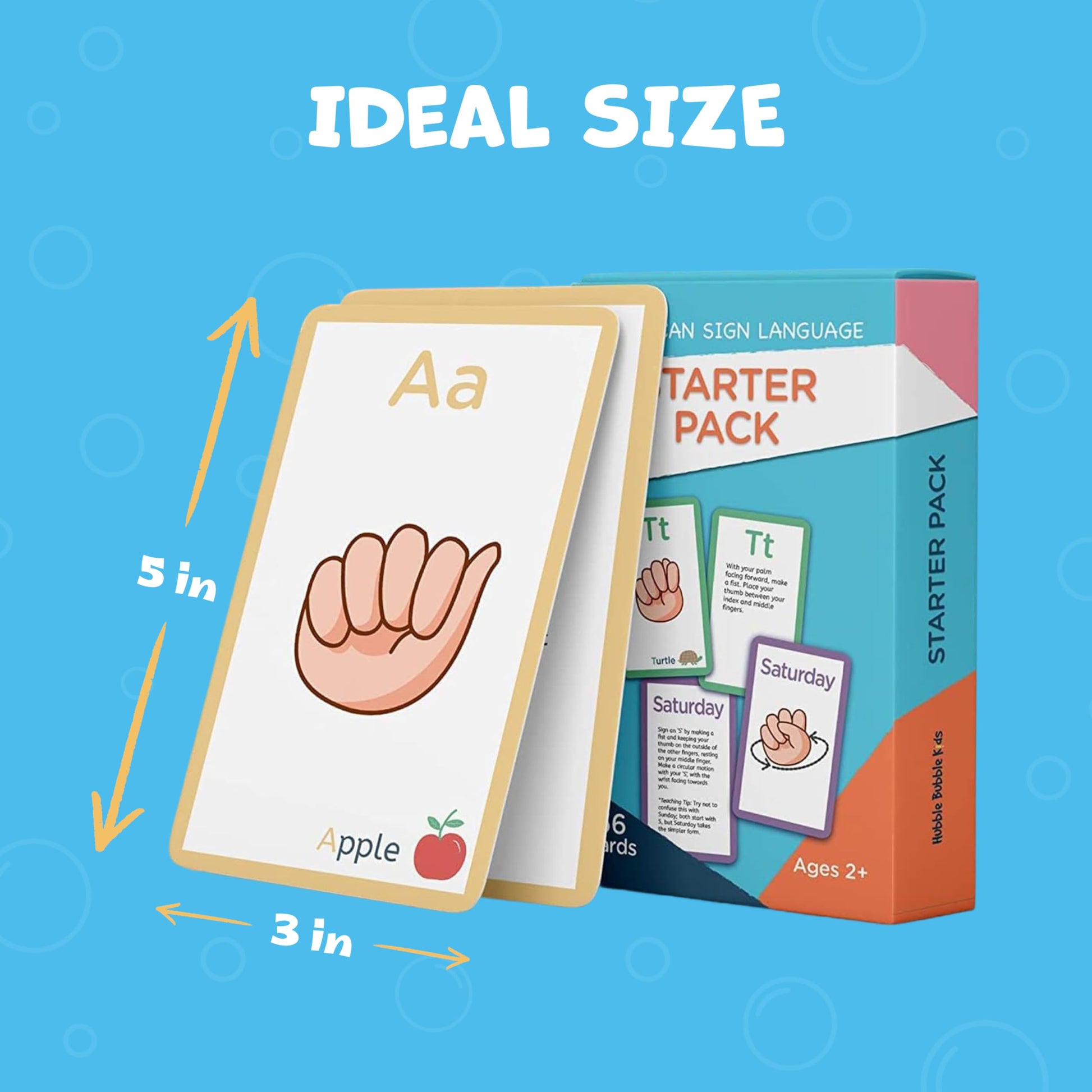 Hubble Bubble Kids American Sign Language Cards for Toddlers and Beginners - 180 ASL Flash Cards for Babies, Toddlers, Kids, ABC Flash Card for Deaf