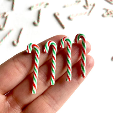 Miniature Candy Canes, Peppermint Embellishments, Non-Edible Tiny Mini Small Christmas Craft, Dollhouse Miniatures Polymer Clay (20PCS)