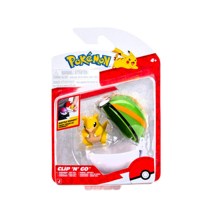 Pokémon Clip 'N' Go Sandshrew with Nest Ball, Battle Ready Figure Set, Ages 4+