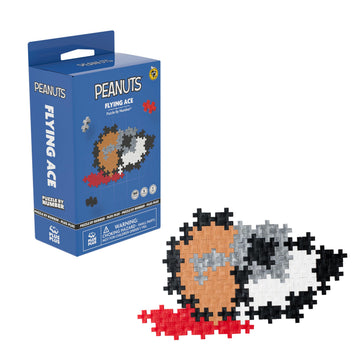 PLUS PLUS Puzzle By Number, Flying Ace - 100 Piece Mini Hashtag Blocks, Puzzles for Adults & Kids - Peanuts Merchandise