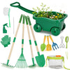 16Pcs Kids Gardening Tools,2-in-1 Kids Garening Wheelbarrow Toys