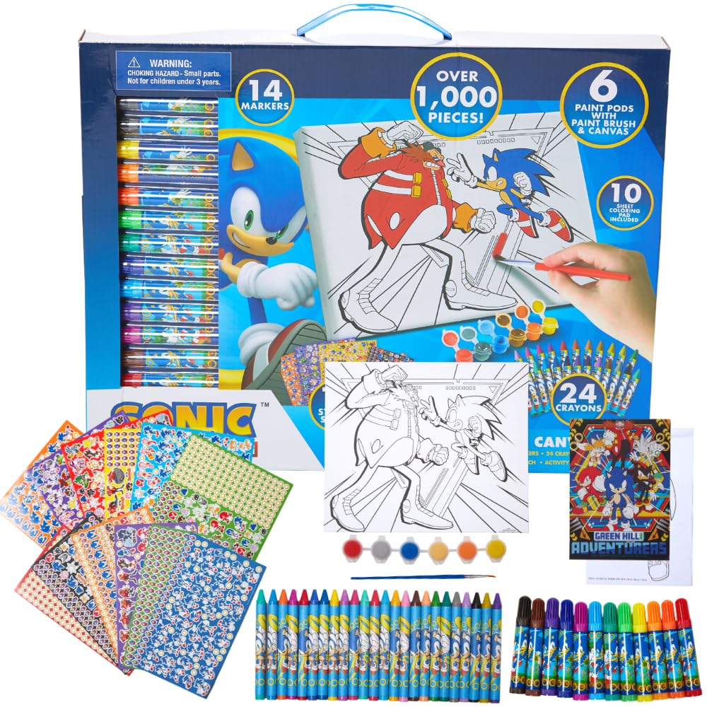 Innovative Designs Sonic the Hedgehog Creative Coloring Canvas Painting and Activity Set for Kids, 1000+ pcs
